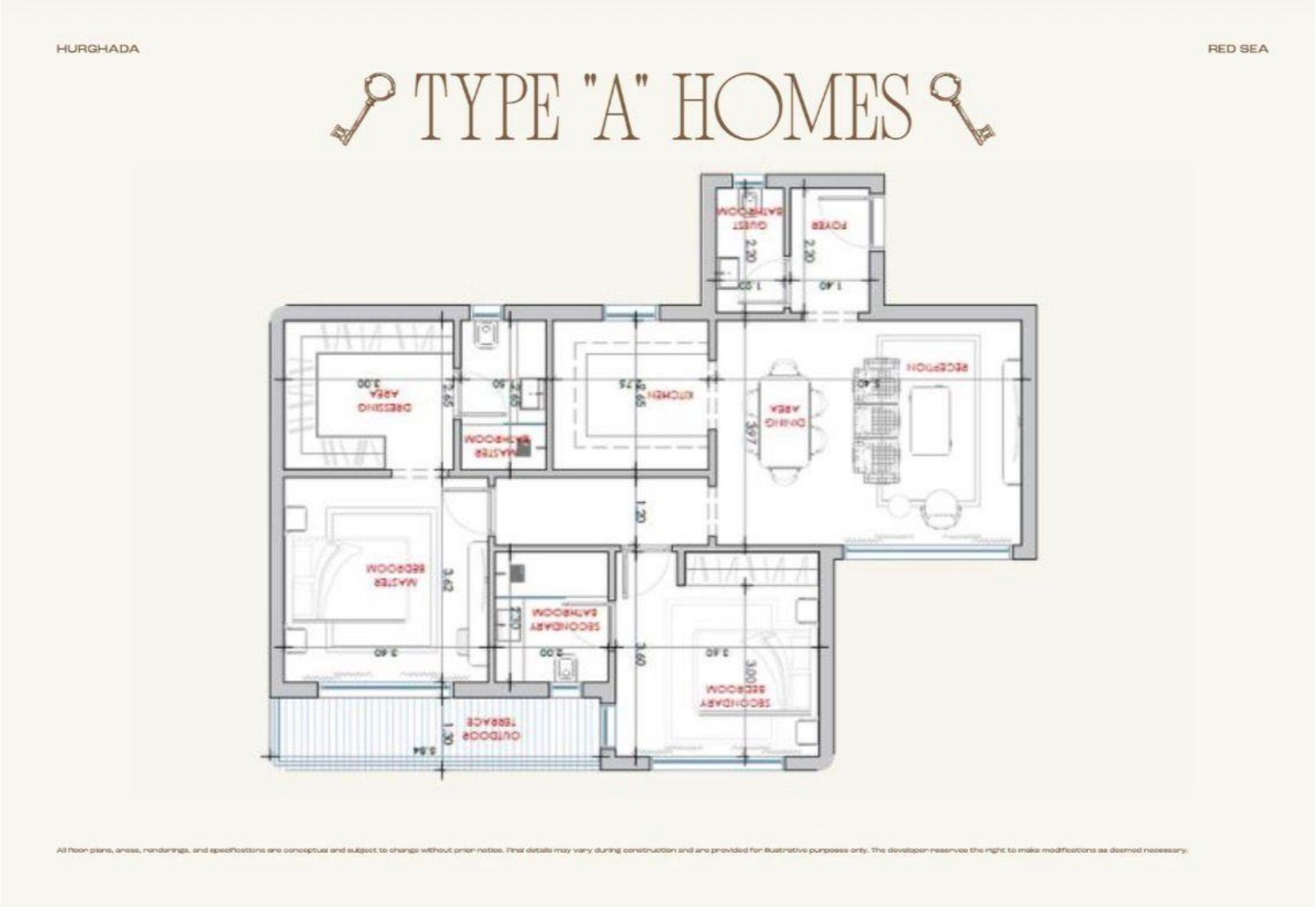 Conceptual floor plan for A1-2-04, 2-bedroom apartment