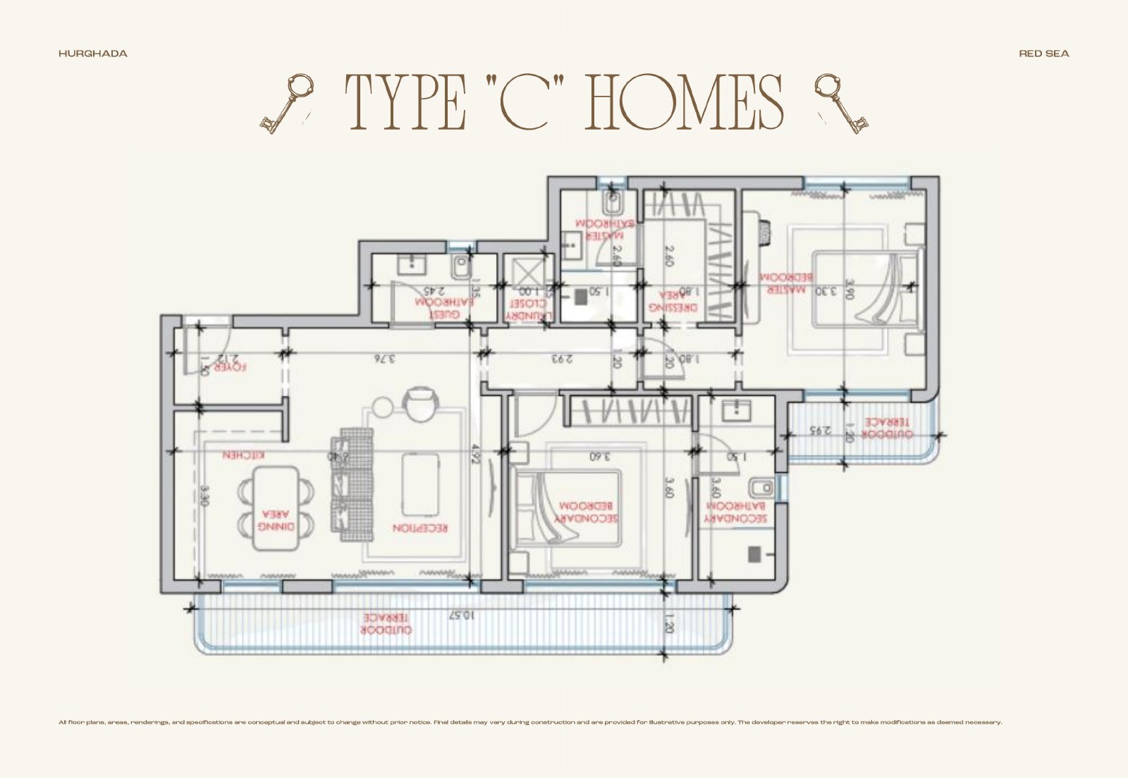 Conceptual floor plan for C7-2-03, 2-bedroom apartment